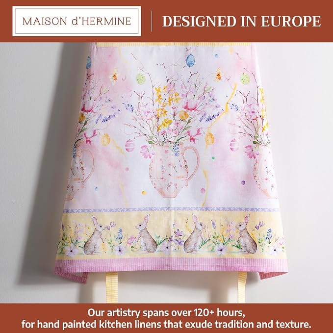 Maison d' Hermine Aprons for women with Pocket 100% Cotton (27.50"x31.50") | Adjustable Neck Strap & long ties Apron Men Chef Wedding Cooking Gardening Server Maid