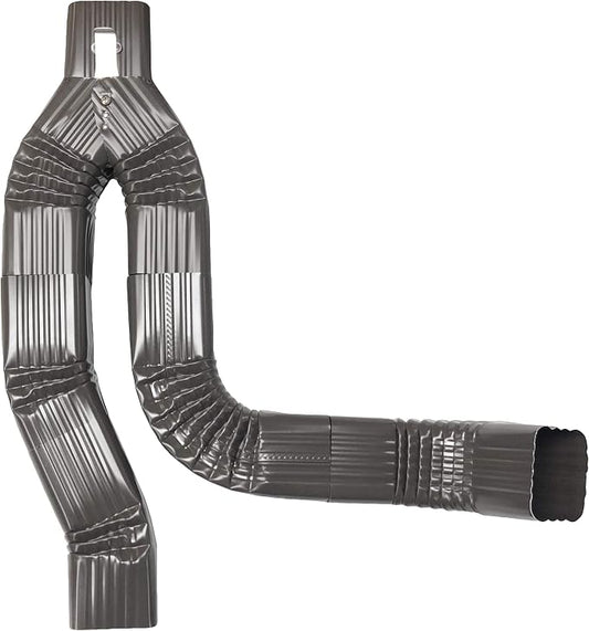 Aluminum 2x3 Offset Downspout Diverter for Rain Barrels | Made in The U.S.A. | Includes Screws & Instructions (Dark Bronze)
