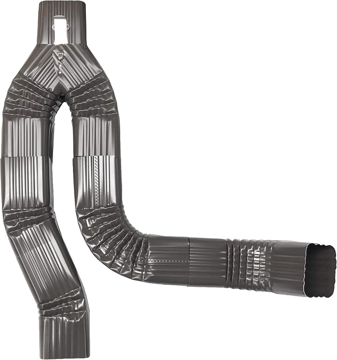 Aluminum 3x4 Offset Downspout Diverter for Rain Barrels | Made in The U.S.A. | Includes Screws & Instructions (Musket Brown)