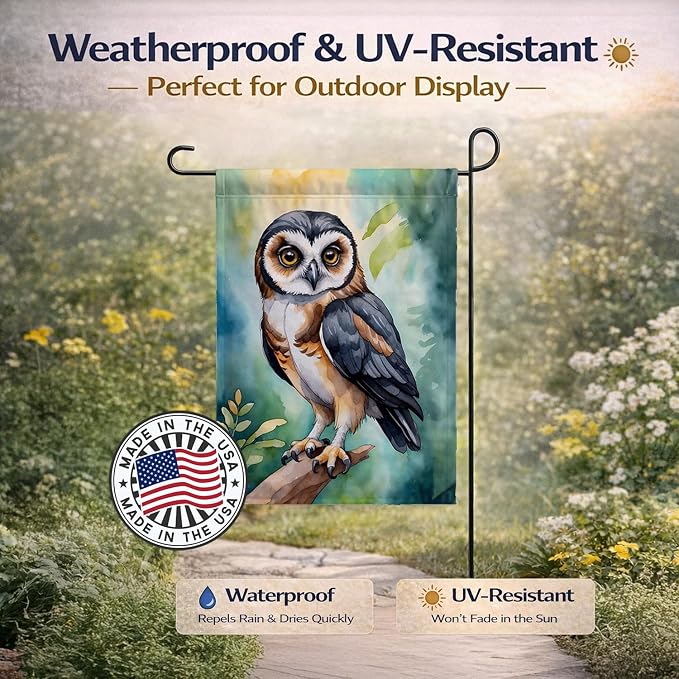 Caroline's Treasures Spectacled Owl Garden Flag Mailbox Flag Decorative Yard Flag Banner Outside Patio Artwork Yard Flower Beds, Garden Size, Multicolor