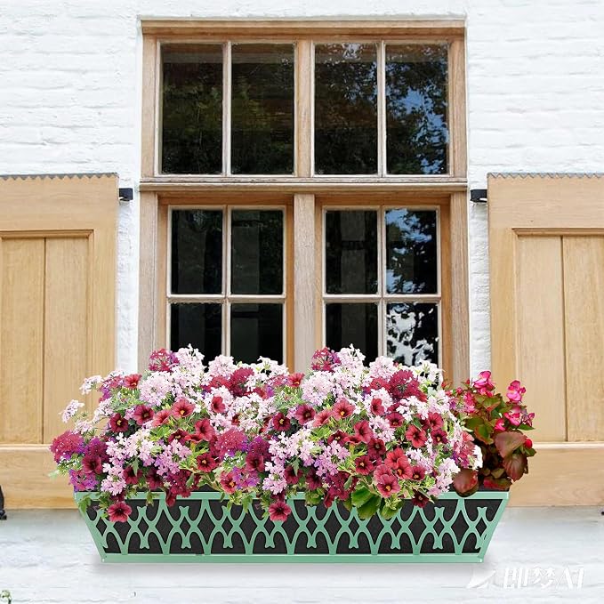 4 Pack 30 Inch Window Boxes Planters Railing Planter Box with Adjustable Brackets & Non-Woven Fabric Plant Grow Bags Deck Railing Planter Boxes Balcony Hanging Flower Box for Outdoor Plants