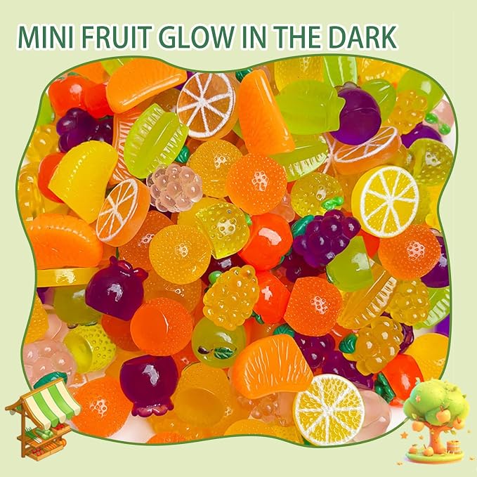 Mini Glow In The Dark Animal Resin Models, Resin Animals Mystery Bags, Individually Wrapped Blind Bags Tiny Animal Figurines, Collectible Mini Animals For Fairy Garden, DIY Crafts (100, Fruit)