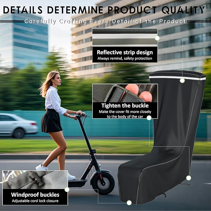 Electric Scooter Cover, Outdoor Waterproof and Dustproof Scooter Covers, Adults/Kids Electric Scooter Storage cover, L43xW21xH45 Inch, Black