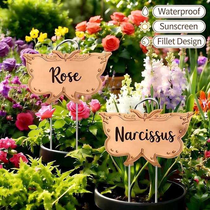 Metal Plant Labels 30 Pack 11in Tall Rose Gold Outdoor Waterproof Garden Label Large Garden Seed Stake Tags for Flowers Fruits and Vegetables
