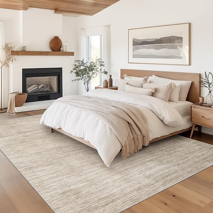 Valenrug 8x10 Area Rugs for Living Room, Large Washable Rug Non Slip, Brown | Soft Low Pile, Thin & Lighweight Carpet, Folable Stain Resistant Modern Indoor Floor Mat for Bedroom, Dining Room, Home Decor