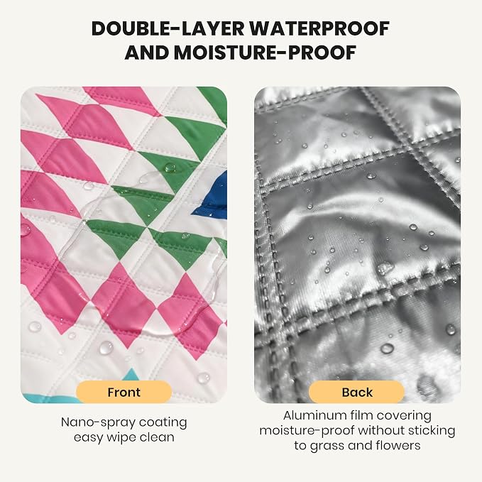87 in * 87 in Waterproof Picnic Mat Picnic Blanket, Enlarged and Thickened Camping Mat, Larger Picnic Blanket, Suitable for Grassland, Beach, Courtyard, Outdoor Activities (Pink)