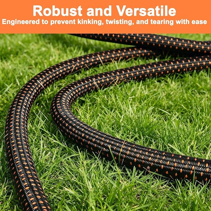 Garden Hose, 50Ft Ultra Flexible Water Hose, None Expand,with 10 Function Sprayer,Ultra-Lightweight,Leak-Proof,Non-Slip Handle, Non-Kink Hoses for Yard, Lawn,Outdoor (OrangeBlack,50Ft)