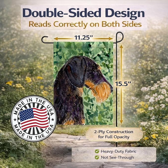 Caroline's Treasures SS8805GF Dachshund Garden Flag Mailbox Flag Decorative Yard Flag Banner Outside Patio Artwork Yard Flower Beds, Garden Size, Multicolor