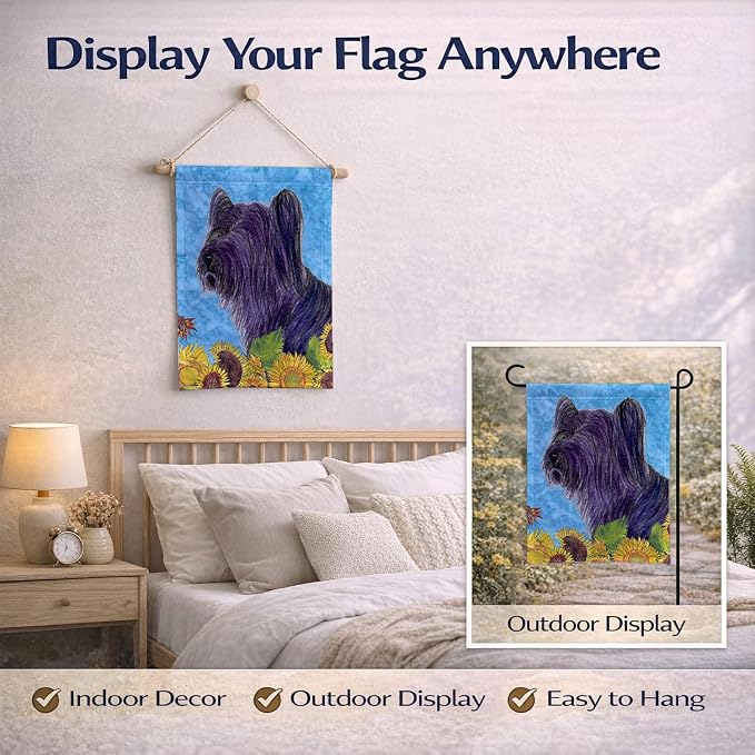 Caroline's Treasures SS4232GF Skye Terrier in Summer Flowers Garden Flag Mailbox Flag Decorative Yard Flag Banner Outside Patio Artwork Yard Flower Beds, Garden Size, Multicolor