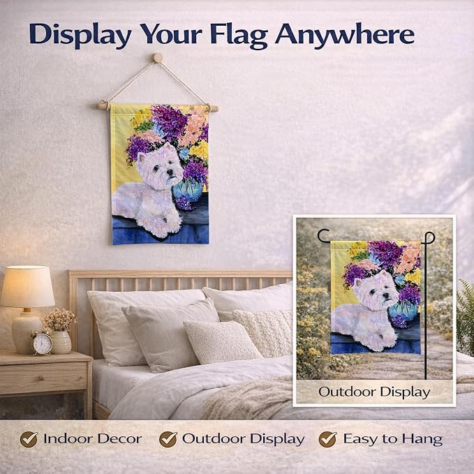 Caroline's Treasures SS8291GF Westie Garden Flag Mailbox Flag Decorative Yard Flag Banner Outside Patio Artwork Yard Flower Beds, Garden Size, Multicolor