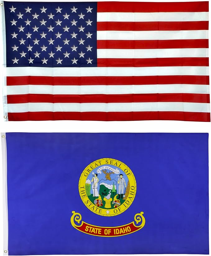 Shop72 American Flags for Outside, Set of Idaho State with 3x5 American Flag, For Outdoor and Indoor, Allegiance to USA, Heavy Duty, Bandera De Estados Unidos, Potatoes State