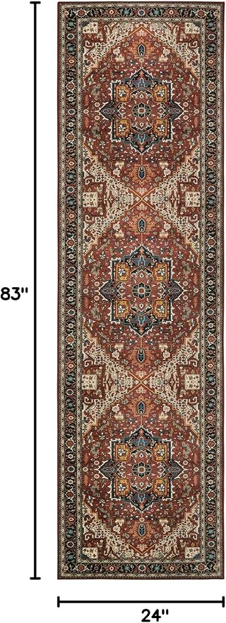 Moynesa Ultra-Thin Washable Runner Rug - 2x7 Low Pile Kitchen Rug Runners for Hallways, Boho Non-Slip Low Pile Indoor Throw Carpet Runner for Living Room Bedroom Bathroom Floor Camper, Brown