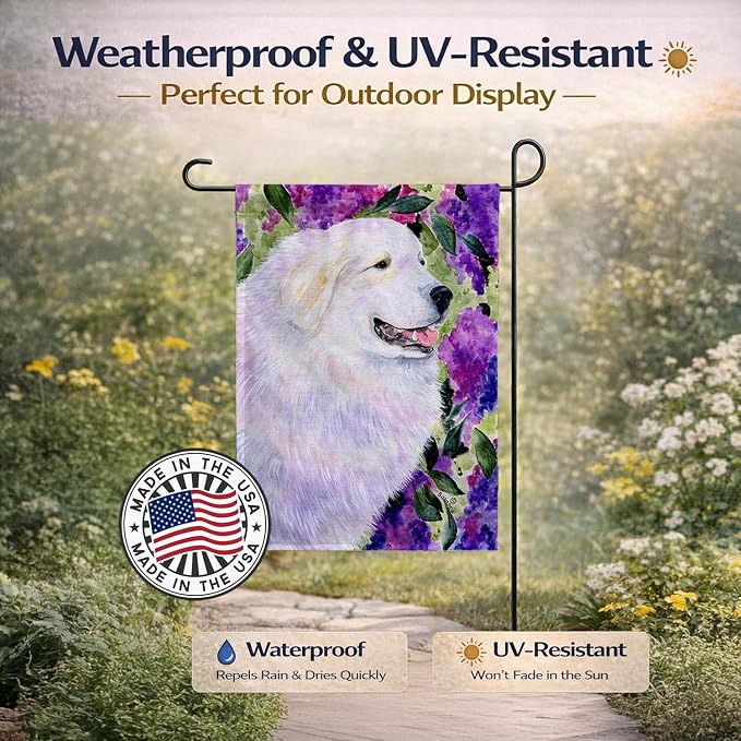 Caroline's Treasures SS8474GF Great Pyrenees Garden Flag Mailbox Flag Decorative Yard Flag Banner Outside Patio Artwork Yard Flower Beds, Garden Size, Multicolor