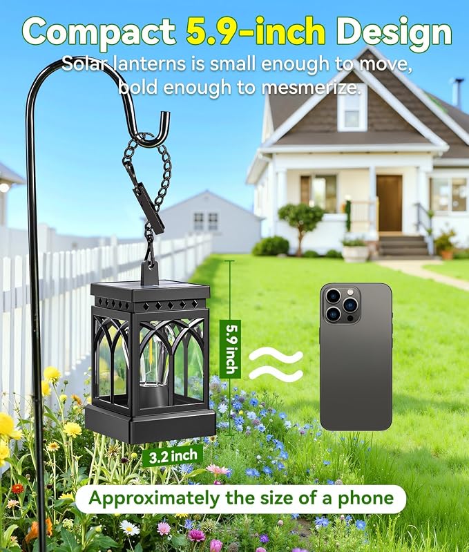 KOOPER 6 Pack Solar Lanterns Outdoor Waterproof, Brighter Hanging Solar Lantern Lights for Outside, Auto ON/Off Lanterns Decorative Outdoor for Garden Table Yard Path Tree Patio Lawn Decor, Gifts