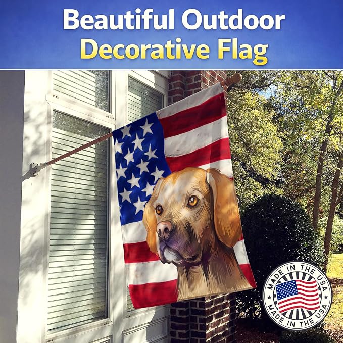 Caroline's Treasures CK6660CHF Portuguese Pointer Dog American Flag House Flag Large Porch Sleeve Pole Decorative Outside Yard Banner Artwork Wall Hanging, Polyester, House Size, Multicolor