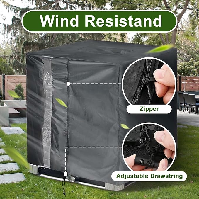 IBC Tote Cover, GDCCPRO 600D Heavy Duty Waterproof Cover for 1000L IBC Container Rain Water Tank Outdoor 275 Gallon Rain Barrel Foil Anti-Dust Cover Sun Protection Anti-UV (600D W/Window)