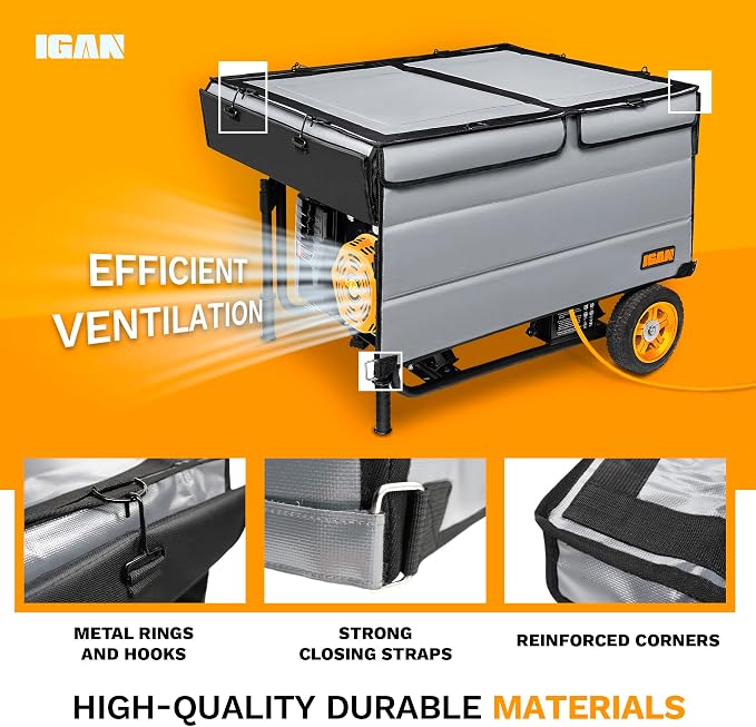 IGAN Generator Covers While Running Pro-Max for most 3500w-12000w Generators - Ultra Heavy Duty Generator Covers for Outside with Windproof Kit - Portable Waterproof Generator Cover, Gray