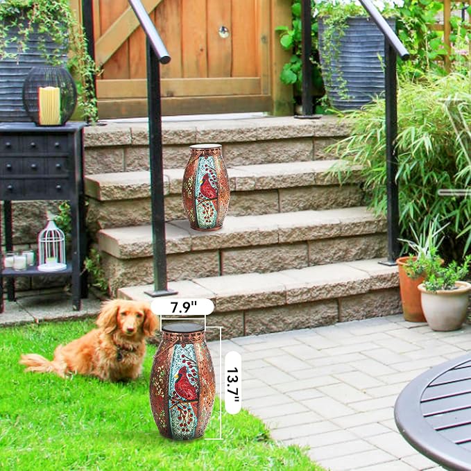 Solar Lanterns Outdoor Hanging Cardinal Garden Decor Light Decorative Waterproof for Women Mom Mothers Grandma Grandparents Birthday Gift