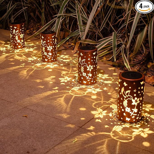 DIBIEECN 4 Pack Hummingbird Solar Lanterns Outdoor Waterproof, Patio Decor | Metal Hanging Lights, IP65 Waterproof, LED Decorative Lantern, Patio & Backyard, Birthday Gifts for Women, Mom & Grandma