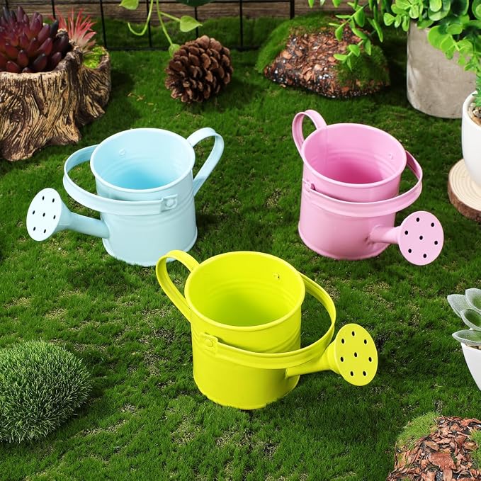 TOYANDONA 5pcs Mini Watering Cans - Small Watering Cans Garden Metal Iron Water Pot for Plants Flowers Bonsai Indoor Outdoor Garden (Random Color)