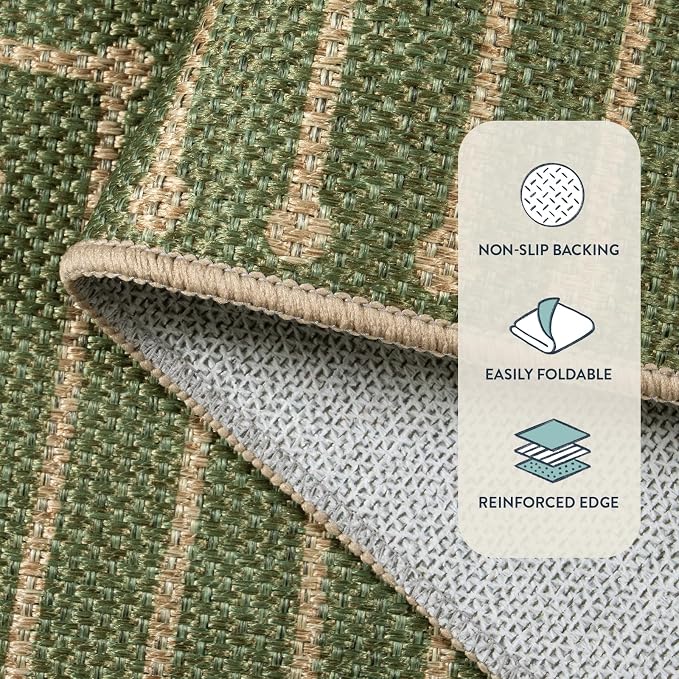 Lahome Neutral Easy Jute 8x10, Black and Brown Living Room Rug | Farmhouse Rhombus Non Slip Non Shedding Floor Carpet for Dining Room Basement