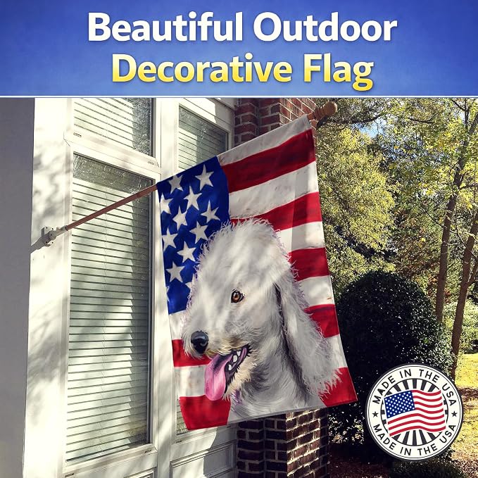 Caroline's Treasures CK6425CHF Bedlington Terrier American Flag House Flag Large Porch Sleeve Pole Decorative Outside Yard Banner Artwork Wall Hanging, Polyester, House Size, Multicolor