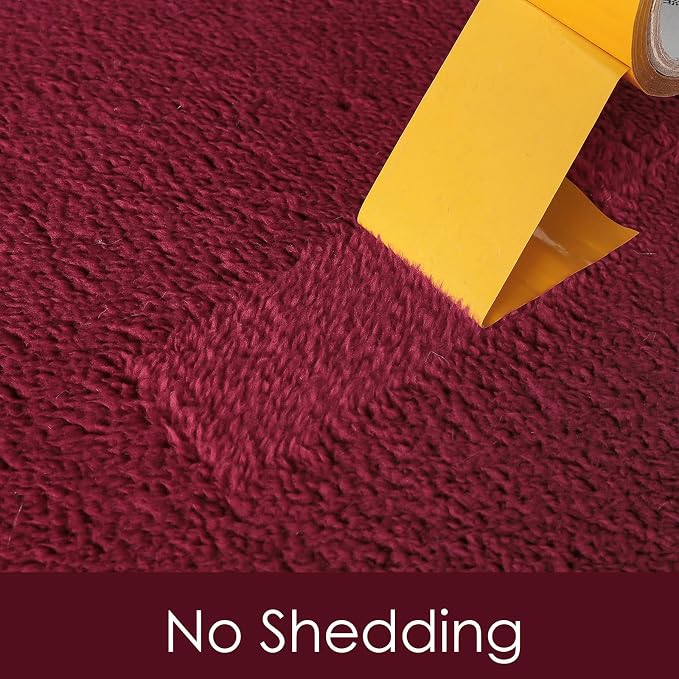 AROGAN 4x6 Area Rugs for Living Room Non Slip Dorm Bedroom Rug, Wine Red | Modern Area Rugs with Soft Memory Foam, Minimalist Washable Indoor Floor Carpet for Dining Room Office Kids Playroom Decor