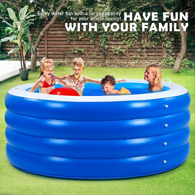 Blow Up Pool, 72" X 30" Round Inflatable Swimming Pool, Kids Pool Inflatable, Kiddie Baby Swimming Pool for Backyard