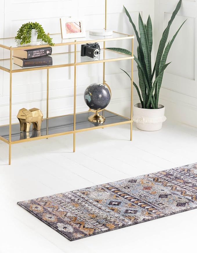 Unique Loom Eco Southwestern Collection Area Rug - Tubac (Runner 2' 7" x 12' 0", Khaki Gray/Black)