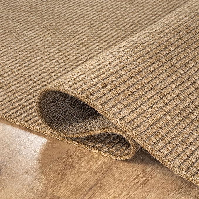 CAMILSON Easy Jute Rug 2x3, Indoor Outdoor Natural Color Farmhouse Area Rugs for Living Room and Kitchen Rug, Solid Boho Woven Design, Easy-Cleaning, Washable Outside Carpet Alfombras (2 x 3)