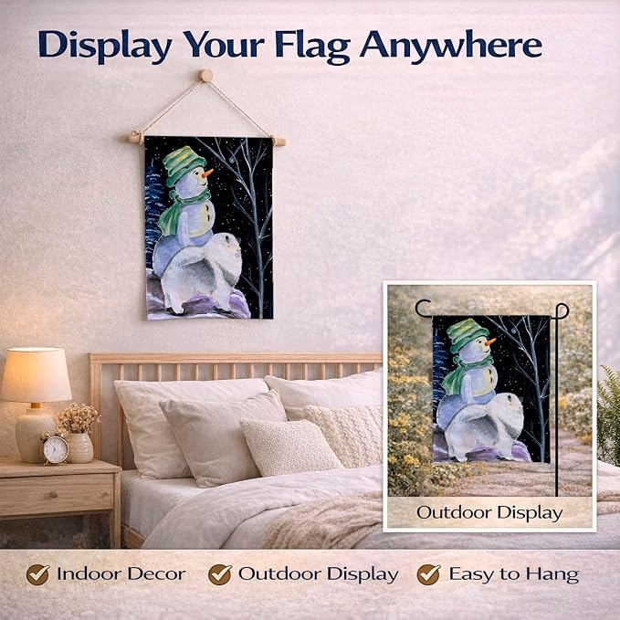 Caroline's Treasures SS8557GF Snowman with Keeshond Garden Flag Mailbox Flag Decorative Yard Flag Banner Outside Patio Artwork Yard Flower Beds, Garden Size, Multicolor