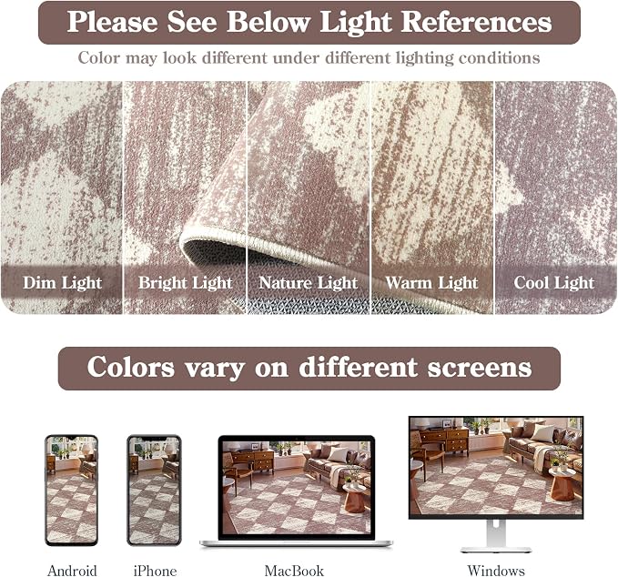 Lahome Zelie Moroccan Treills Area Rug, 3x5 Rugs for Living Room Washable Entry Mat, Checkered Modern Soft Beige Indoor Accent Carprt for Coffee Table Bedroom Family Dinning Room Playroom