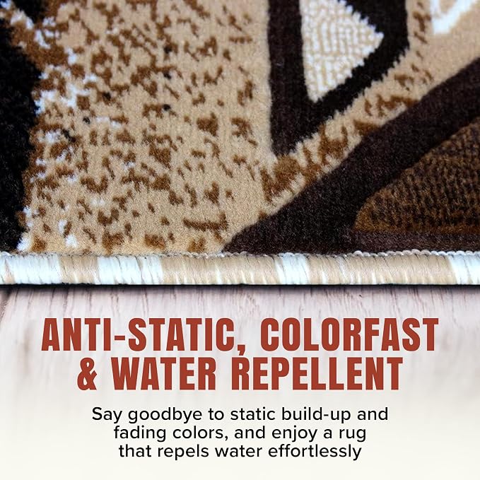 YHSF Southwest Native American Area Rug – Thick, Soft, Durable & Easy to Maintenance Tribal Design Boho Rug– Ideal for Bedroom, Living Room & Hallway - Ivory, 2 Feet x 7 Feet