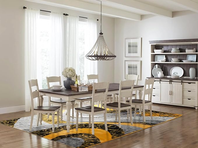 Yafa Home Fashion Modern Contemporary Swirls Design Area Rug, Luxurious, Elegant, and Fashionable Area Rug (Yellow, 8 ft X 10 ft)