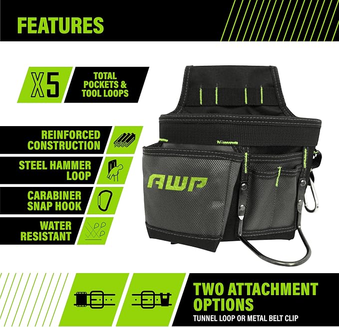 AWP Tool Pouch, Electrician Tool Pouch, Premium, Professional Multi-Pocket Organizer