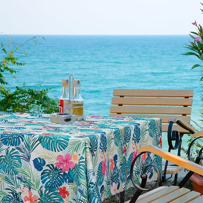 Outdoor Tablecloth with Umbrella Hole Umbrella Tablecloth Patio Tablecloths with Zipper for Courtyards, Terraces, and Beaches 60 x 84 in