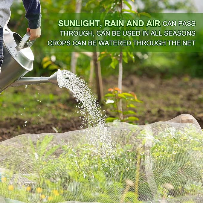 Garden Netting, Jevrench Durable Ultra Fine Garden Netting, Garden Plant Cover Row Cover Makes Plants, Vegetables, Fruits, and Flowers Grow Better (10ft x 35ft)