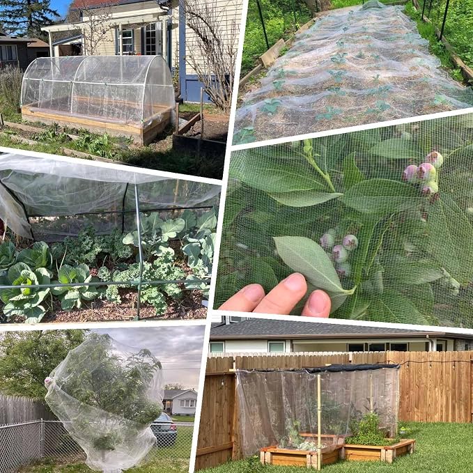 KLEWEE 10 x 50 FT Garden Mesh Netting, Ultra Fine Plant Netting Covers, Garden Netting for Raised Beds Vegetables, Fruit Tree Netting for Blueberry Bushes Barrier Screen Protection Net Cover