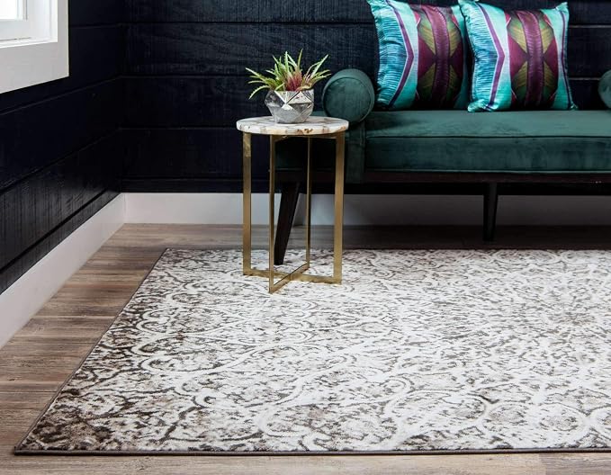 Unique Loom Sofia Collection Area Rug - Grace (8' x 11', Brown/ Ivory)