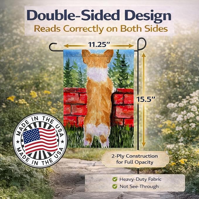 Caroline's Treasures SS8870GF Corgi Garden Flag Mailbox Flag Decorative Yard Flag Banner Outside Patio Artwork Yard Flower Beds, Garden Size, Multicolor