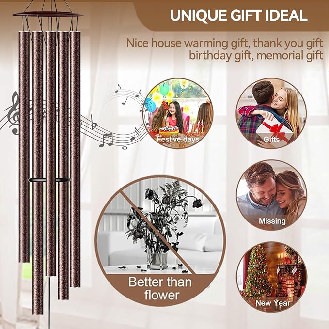 68” Large Wind Chimes for Outside Deep Tone, Bronze WindChimes for Women Mom Grandma, Memorial Sympathy Wind Chime for Loss of Loved One