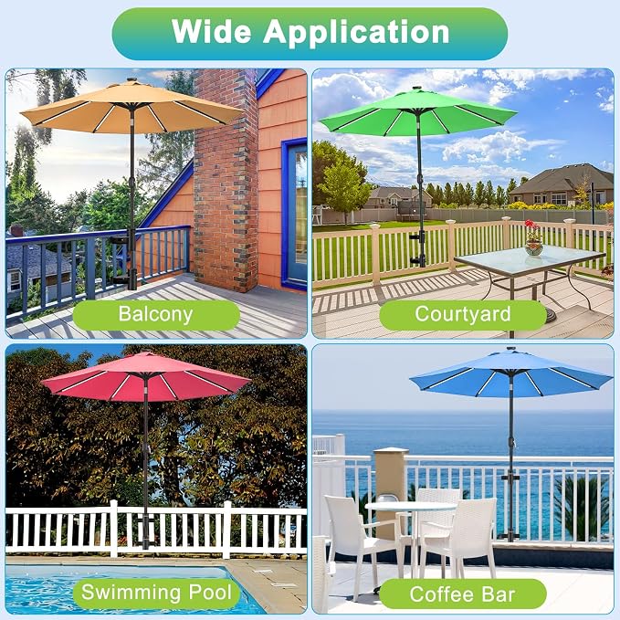 Dolibest Patio Umbrella Holder, Adjustable Deck Umbrella Holder & 3 Plastic Sleeves (Fits 1''-1.9" Poles), Space Saver Design, Patio Umbrella Clamp Deck Umbrella Mount for Balcony, Patio Railing-1 Set