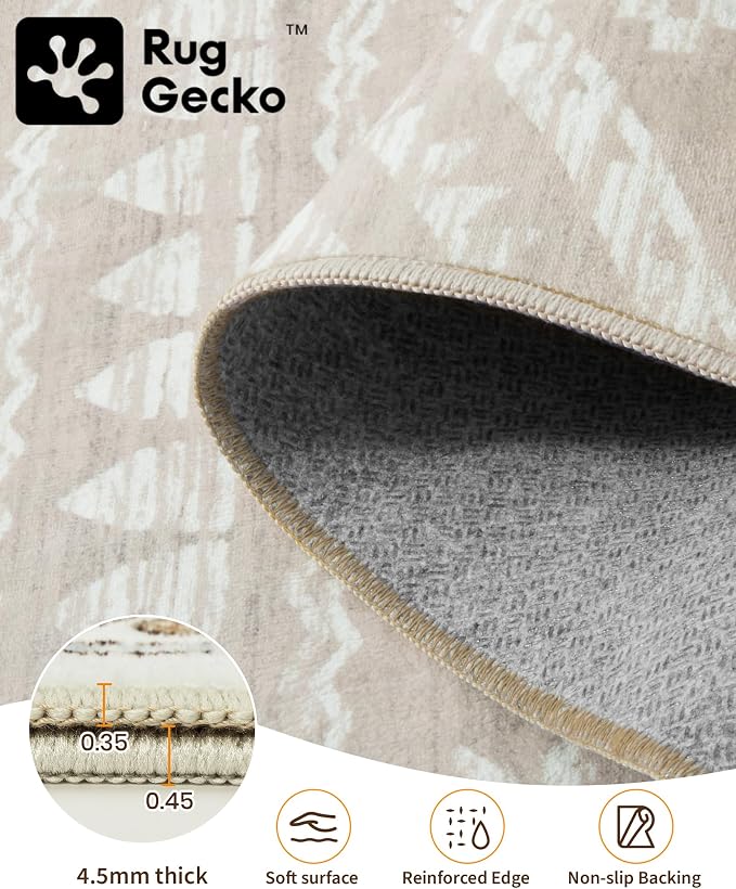 Miukiki 6x9 Area Rug Washable Non Slip Rug for Living Room Brown | Soft Low Pile Washable Area Rug Bedroom Dining Room, Stain Resistant Carpet with Easy Care Design 6'x9'