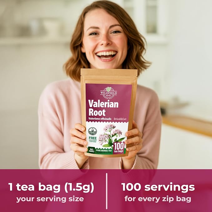 100 Valerian Root Herb Valerian Root Tea Loose Leaf Herbal Tea (Valeriana officinalis) - 100 Count 1.5g Valeriana Roots Tea Herb