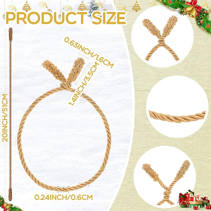 Zhengmy 100 Pcs 20 Inches Christmas Garland Ties Christmas Decorative Twist Ties for Banister Reusable and Flexible Twist for Xmas Home Decorations Holiday Craft Wrapping (Gold)
