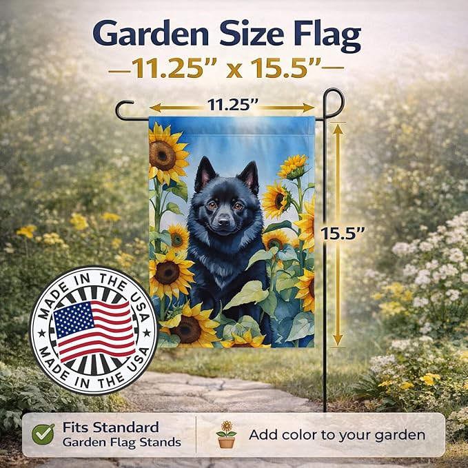 Caroline's Treasures DAC6155GF Schipperke in Sunflowers Garden Flag Mailbox Flag Decorative Yard Flag Banner Outside Patio Artwork Yard Flower Beds, Garden Size, Multicolor
