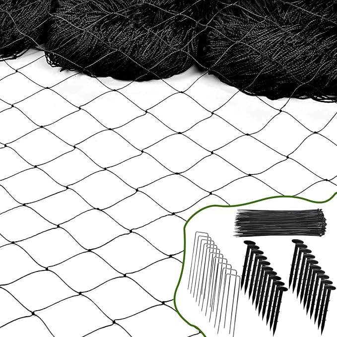 Bird Netting for Chicken Coop Roof - 50' x 50' Tear Resistant Poultry Netting, 1" Square Mesh Garden Netting for Garden Protection, Plant, Fruit Tree, Against Birds, Deer, and Hawks