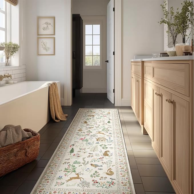 Machine Washable Kitchen Runner Rugs: 2'x6' Hallway Runner Rug Non Slip Low Pile Stain Resistant Soft Carpet Runners for Hallways Indoor Entryway Kitchen Laundry Room Beside Farmhouse