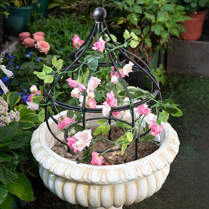 Sturdy Metal Garden Obelisk Trellis for Climbing Plants - 12" x 18.1" Versatile Support for Roses, Topiaries & Houseplants - Easy to Assemble, Durable & Decorative for Indoor/Outdoor Displays