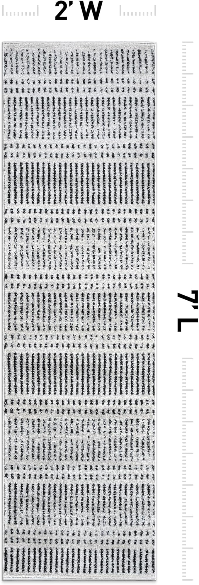 Rugshop Contemporary Stripe Lines High Traffic Runner Rug Cream 2' x 7' | Runner, Size 2' x 7', Living Room, Bedroom, Dining Room, Home Office, Kitchen, Entryway, Hallway, Nursery, Kids Room